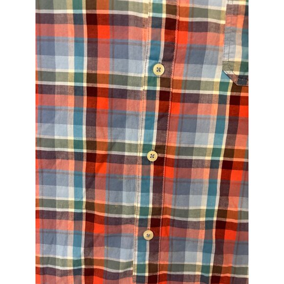 Mossimo Supply Co Mens Athletic Fit Plaid Button-Up Shirt Blue/Red Size L - Picture 5 of 13